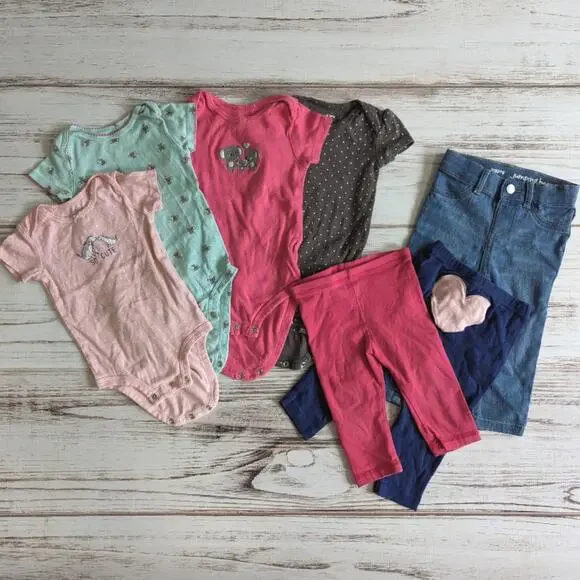 Carter's Toddler Girl Onsie and pant 7 piece bundle sz 12 M - Picture 1 of 6